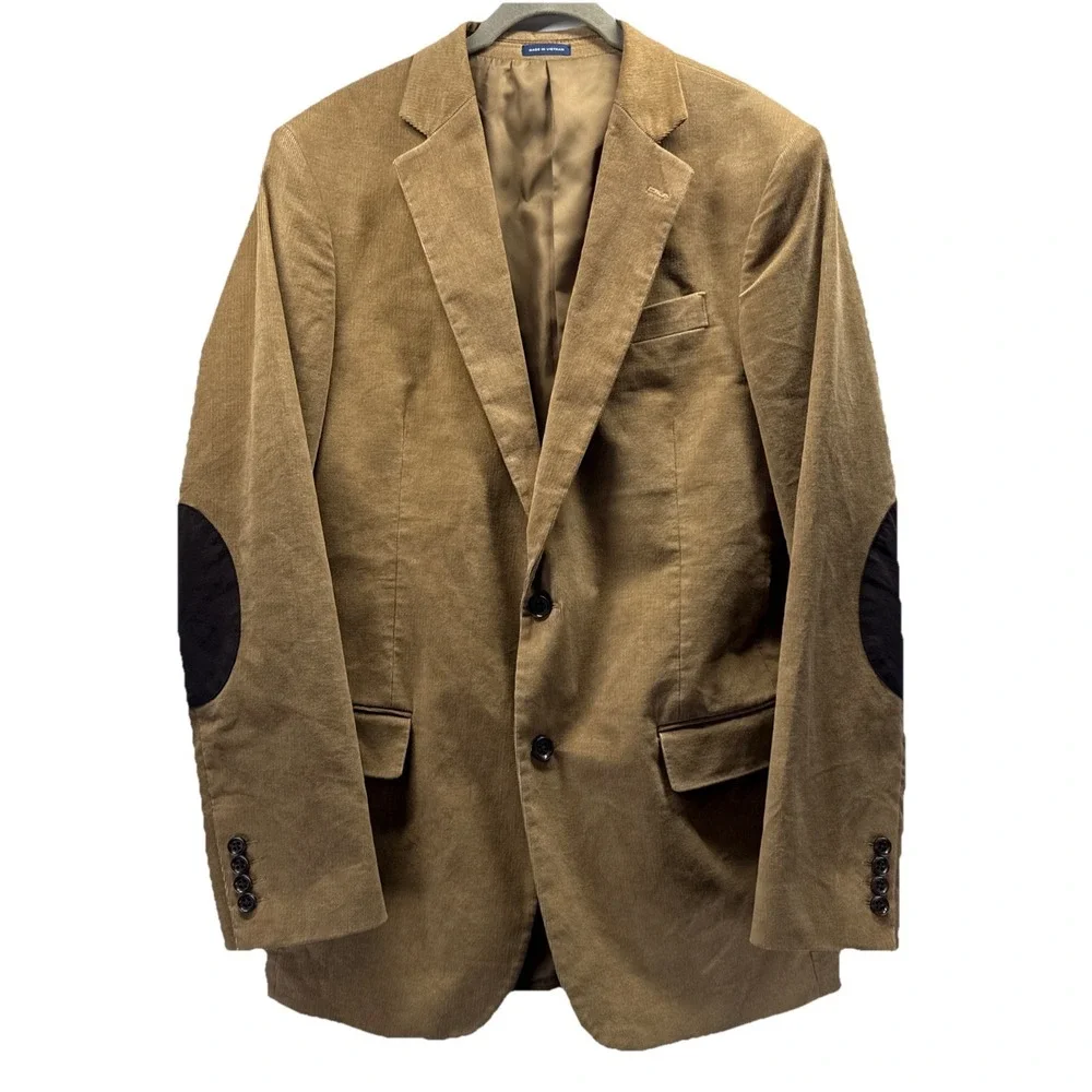 Stafford Corduroy Blazer Jacket‎ Men's 42 Long Classic Fit Tan Brown Elbow Patch